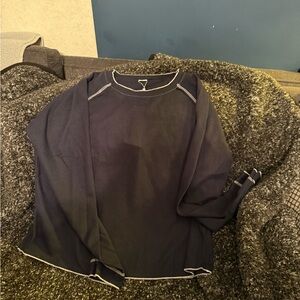 Navy Long Sleeve Shirt with White Stitching